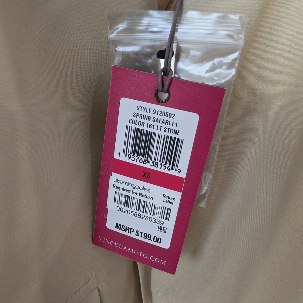NWT Vince Camuto Tan Trench Coat Jacket Size XS - Picture 6 of 8